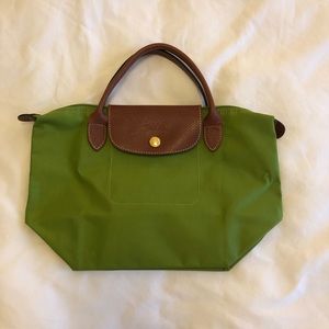 Bright Lime Green Longchamp Small Top Handle Tote